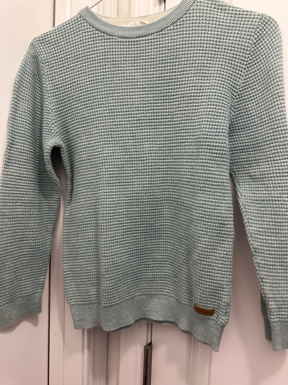 9-11 Boys Light Aqua Waffle Knit Sweater